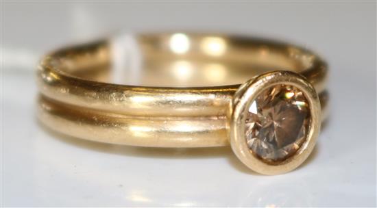 A modern 18ct gold and diamond ring by Marion Autrum, size L.(-)